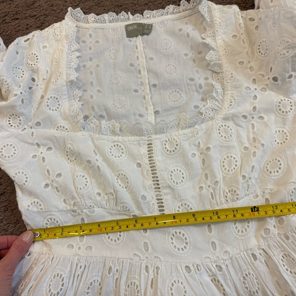 ASOS White Broderie Anglaise Dress Fit Flare Mini Square Neck Cotton 8 NEW - Picture 6 of 9